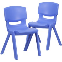 Flash Furniture 2-YU-YCX-005-BLUE-GG Blue Plastic Stackable School Chair with 15.5&quot; Seat Height, 2 Pack