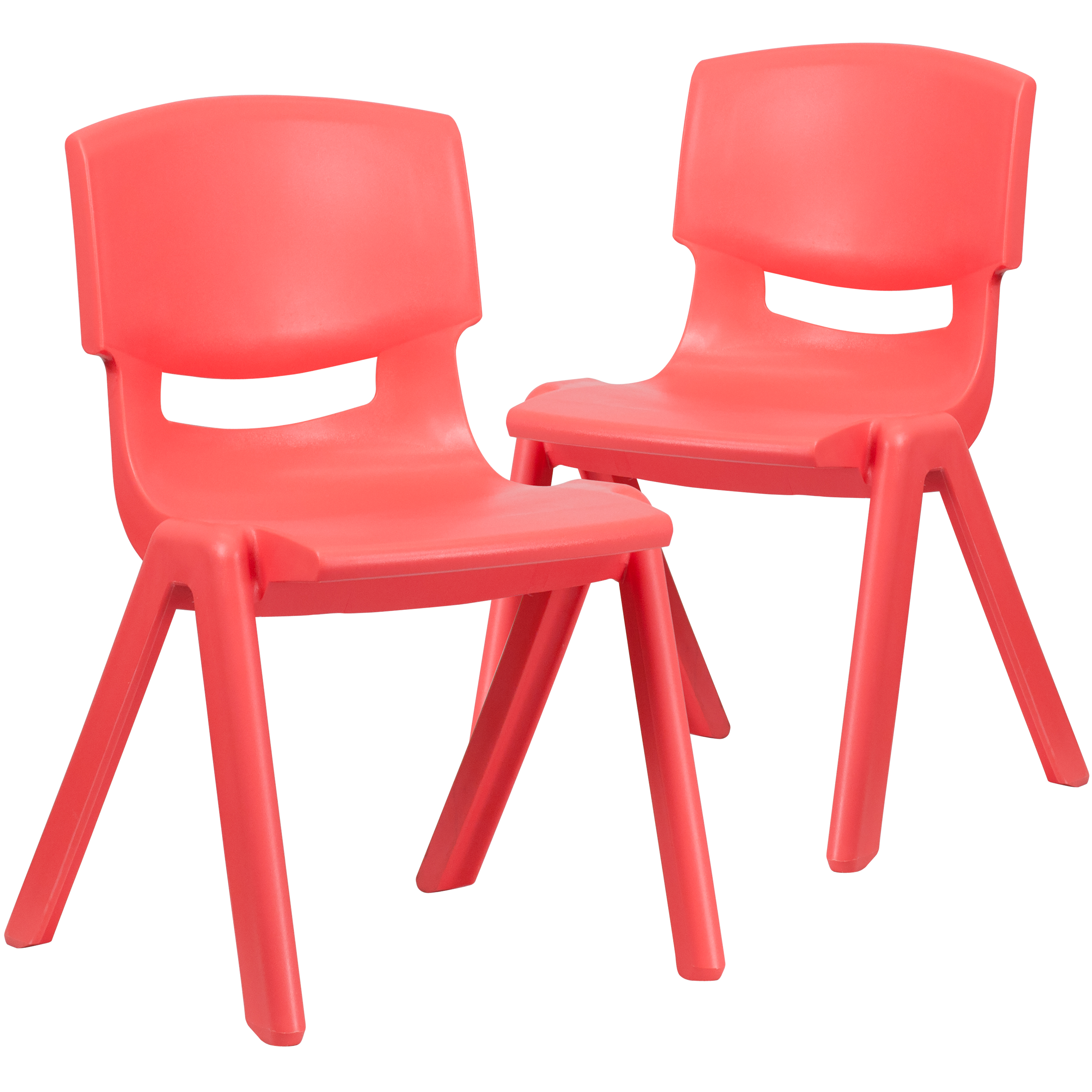 Flash Furniture 2-YU-YCX-005-RED-GG Red Plastic Stackable School Chair with 15.5" Seat Height, 2 Pack