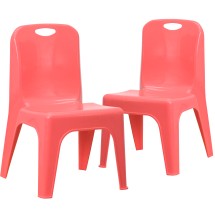 Flash Furniture 2-YU-YCX-011-RED-GG Red Plastic Stackable School Chair with Carry Handle and 11&quot; Seat Height, 2 Pack