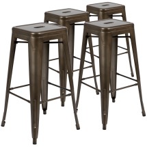 Flash Furniture 4-ET-31320-30-GN-R-GG Cierra 30&quot; Gun Metal Gray Metal Indoor Stackable Bar Stool, Set of 4