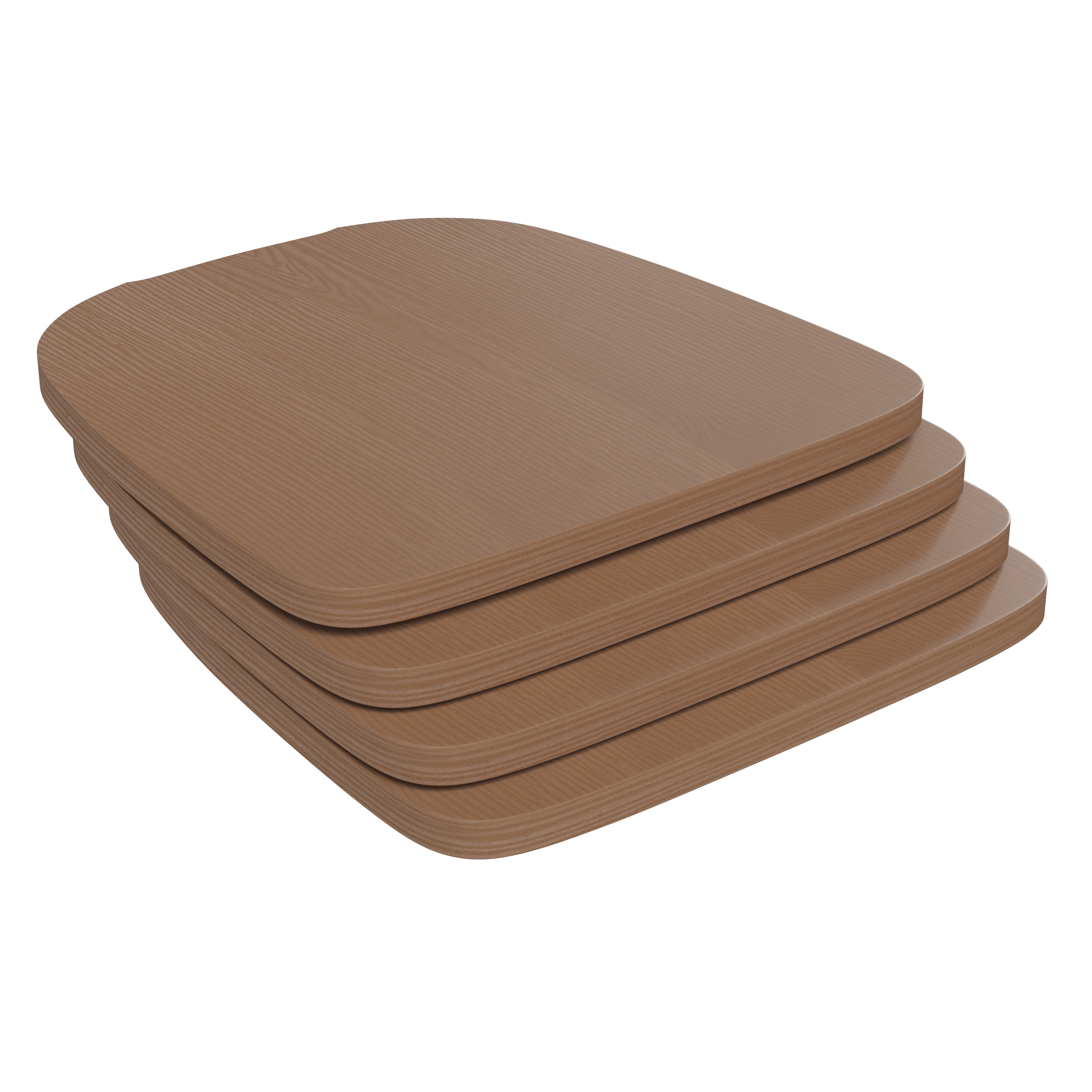 Flash Furniture 4-JJ-SEA-PL01-TEAK-GG Teak Resin Wood Seat for Metal Chairs or Stools, Set of 4