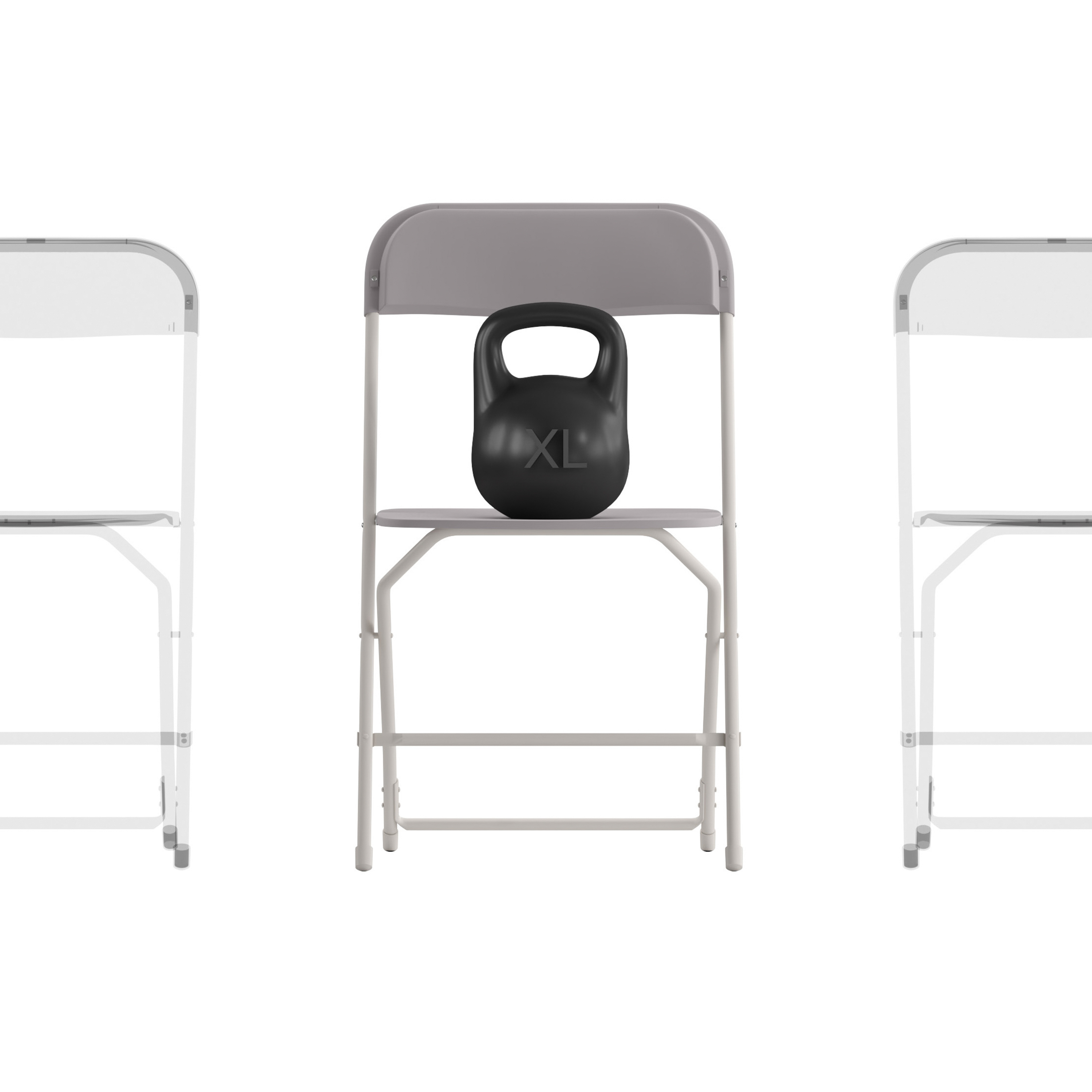 Flash Furniture 4-LE-L-3-W-GY-GG Hercules Big and Tall 650 Lb. Capacity Extra Wide Gray Plastic Folding Chair, 4 Pack