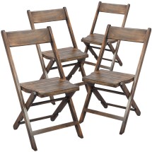 Flash Furniture 4-WFC-SLAT-AB-GG Commercial Antique Black Wooden Folding Chair with Slatted Seat and Beechwood Frame, Set if 4