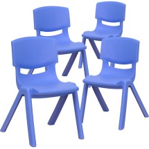 Flash Furniture 4-YU-YCX4-001-BLUE-GG Blue Plastic Stackable School Chair with 12'' Seat Height, 4 Pack