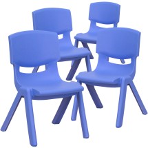 Flash Furniture 4-YU-YCX4-003-BLUE-GG Blue Plastic Stackable School Chair with 10.5'' Seat Height, 4 Pack