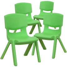 Flash Furniture 4-YU-YCX4-003-GREEN-GG Green Plastic Stackable School Chair with 10.5'' Seat Height, 4 Pack