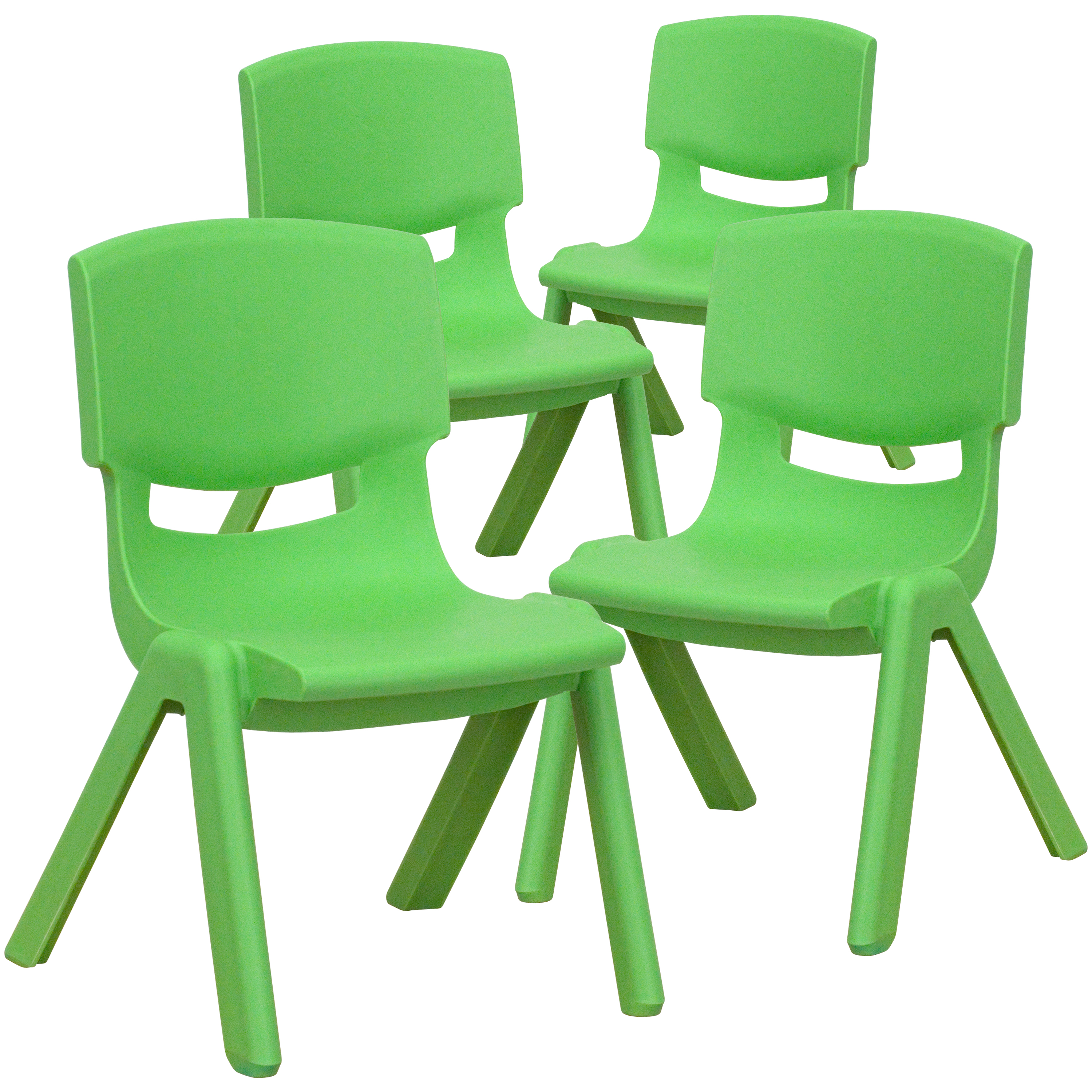 Flash Furniture 4-YU-YCX4-003-GREEN-GG Green Plastic Stackable School Chair with 10.5'' Seat Height, 4 Pack