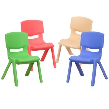 Flash Furniture 4-YU-YCX4-003-MULTI-GG Plastic Stackable School Chair with 10.5" Seat Height, 4 Pack, Assorted Colors