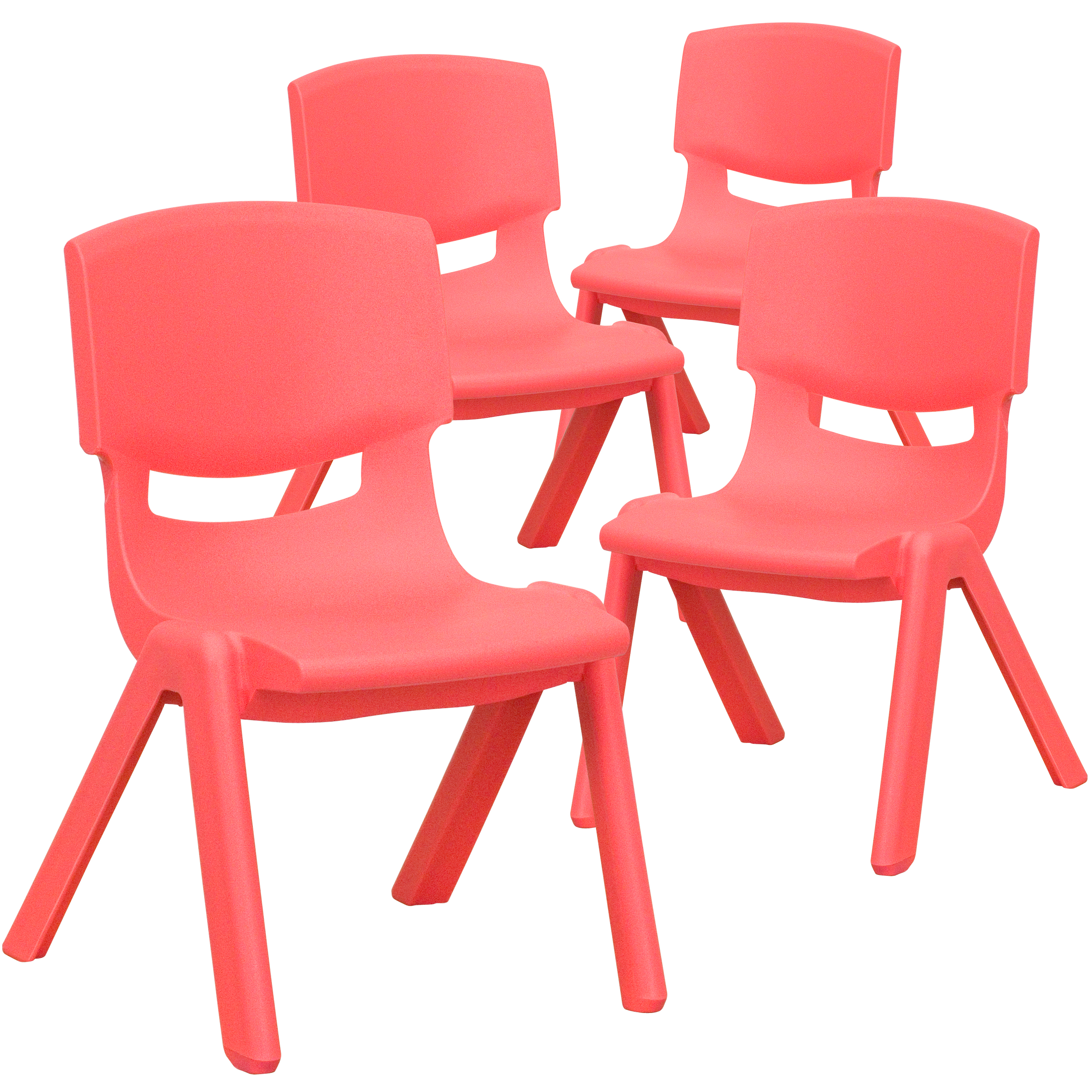 Flash Furniture 4-YU-YCX4-003-RED-GG Red Plastic Stackable School Chair with 10.5'' Seat Height, 4 Pack