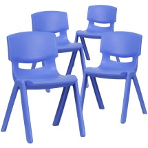 Flash Furniture 4-YU-YCX4-004-BLUE-GG Blue Plastic Stackable School Chair with 13.25'' Seat Height, 4 Pack