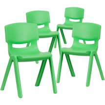 Flash Furniture 4-YU-YCX4-004-GREEN-GG Green Plastic Stackable School Chair with 13.25'' Seat Height, 4 Pack