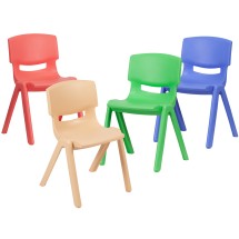 Flash Furniture 4-YU-YCX4-004-MULTI-GG Plastic Stackable School Chair with 13.25&quot; Seat Height, 4 Pack, Assorted Colors