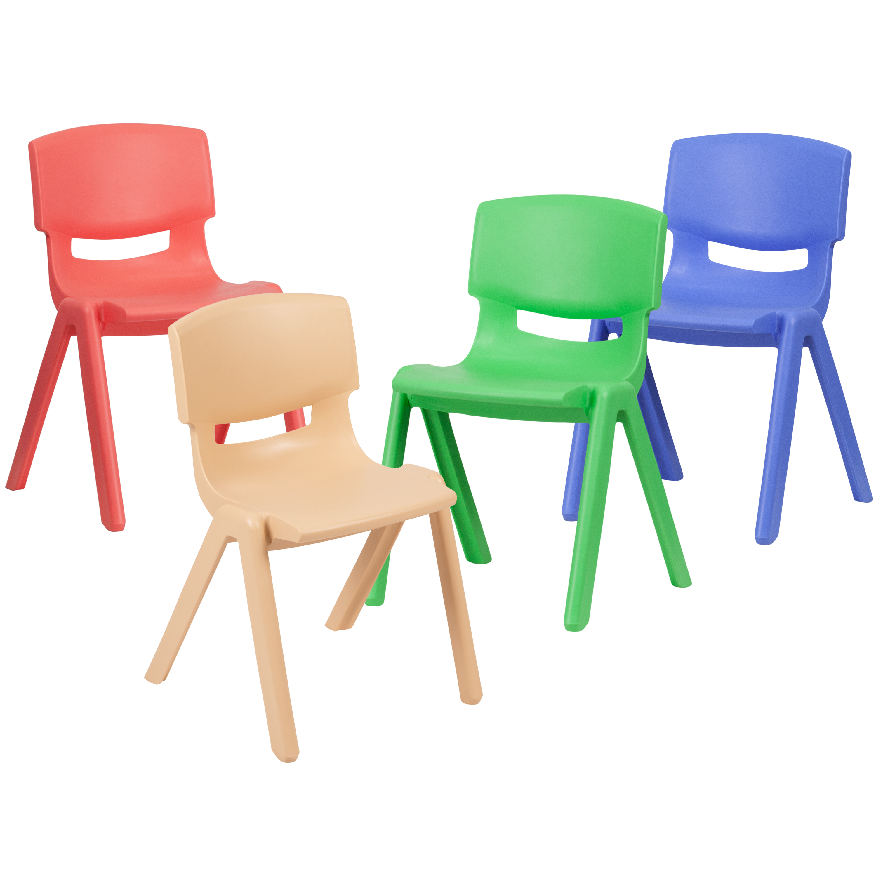 Flash Furniture 4-YU-YCX4-004-MULTI-GG Plastic Stackable School Chair with 13.25" Seat Height, 4 Pack, Assorted Colors