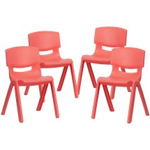 Flash Furniture 4-YU-YCX4-004-RED-GG Red Plastic Stackable School Chair with 13.25'' Seat Height, 4 Pack