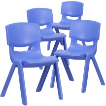 Flash Furniture 4-YU-YCX4-005-BLUE-GG Blue Plastic Stackable School Chair with 15.5'' Seat Height, 4 Pack