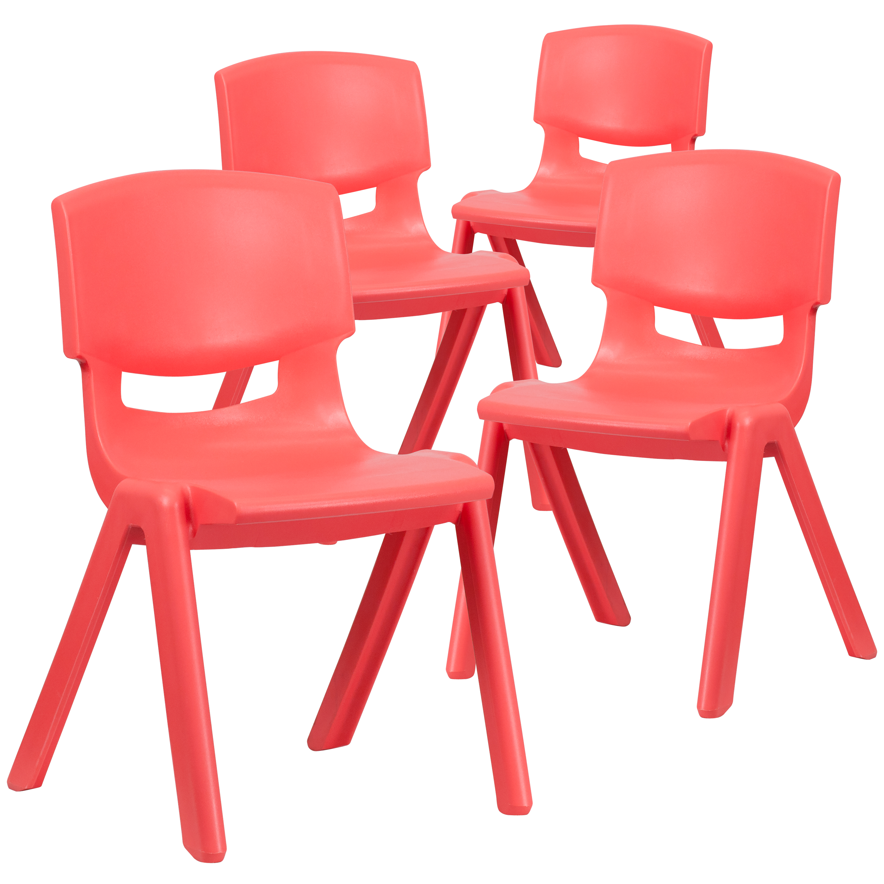Flash Furniture 4-YU-YCX4-005-RED-GG Red Plastic Stackable School Chair with 15.5'' Seat Height, 4 Pack