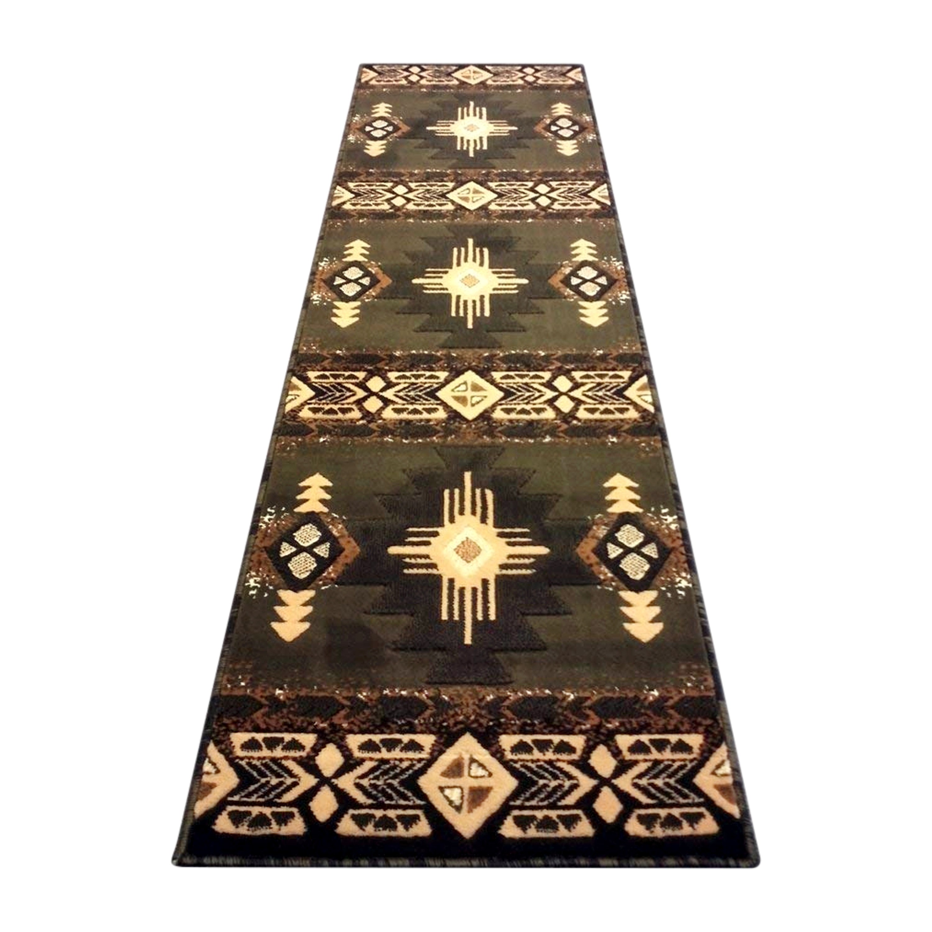 Flash Furniture ACD-RG181-27-SG-GG Mohave Collection 2' x 7' Sage Traditional Southwestern Style Area Rug, Olefin Fibers with Jute Backing