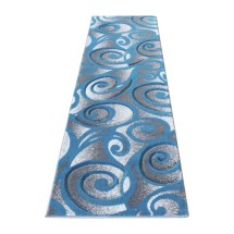 Flash Furniture ACD-RG241-27-TQ-GG Willow Collection Modern High-Low Pile Swirled 2' x 7' Turquoise Olefin Accent Rug