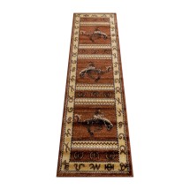 Flash Furniture ACD-RG2819-27-BN-GG Hoytt Collection Brown 2' x 7' Bucking Bronco Cowboy Area Rug with Jute Backing