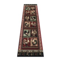 Flash Furniture ACD-RG3PPB-27-BK-GG Gallus Collection 2' x 7' Black Rooster Themed Olefin Area Rug with Jute Backing