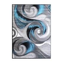 Flash Furniture ACD-RG410-810-TQ-GG Tellus Collection 8' x 10' Olefin Turquoise Ocean Waves Pattern Area Rug with Jute Backing