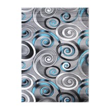 Flash Furniture ACD-RG414-57-TQ-GG Masie Collection 5' x 7' Turquoise Swirl Olefin Area Rug with Jute Backing