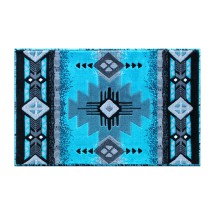 Flash Furniture ACD-RGC318-23-TQ-GG Mohave Collection 2' x 3' Turquoise Traditional Southwestern Style Area Rug, Olefin Fibers with Jute Backing