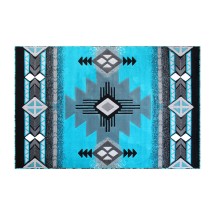 Flash Furniture ACD-RGC318-57-TQ-GG Mohave Collection 5' x 7' Turquoise Traditional Southwestern Style Area Rug, Olefin Fibers with Jute Backing