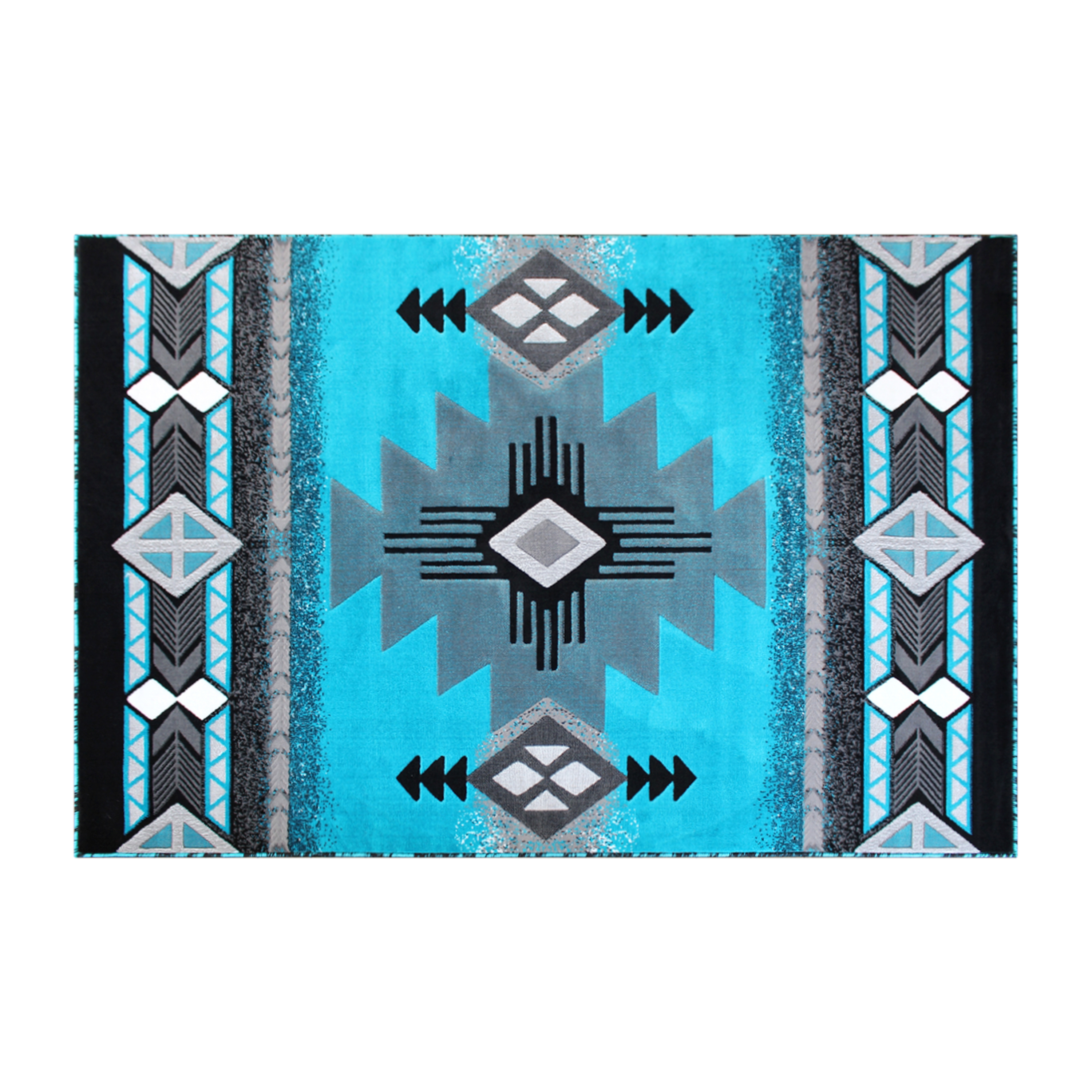 Flash Furniture ACD-RGC318-69-TQ-GG Mohave Collection 6' x 9' Turquoise Traditional Southwestern Style Area Rug, Olefin Fibers with Jute Backing