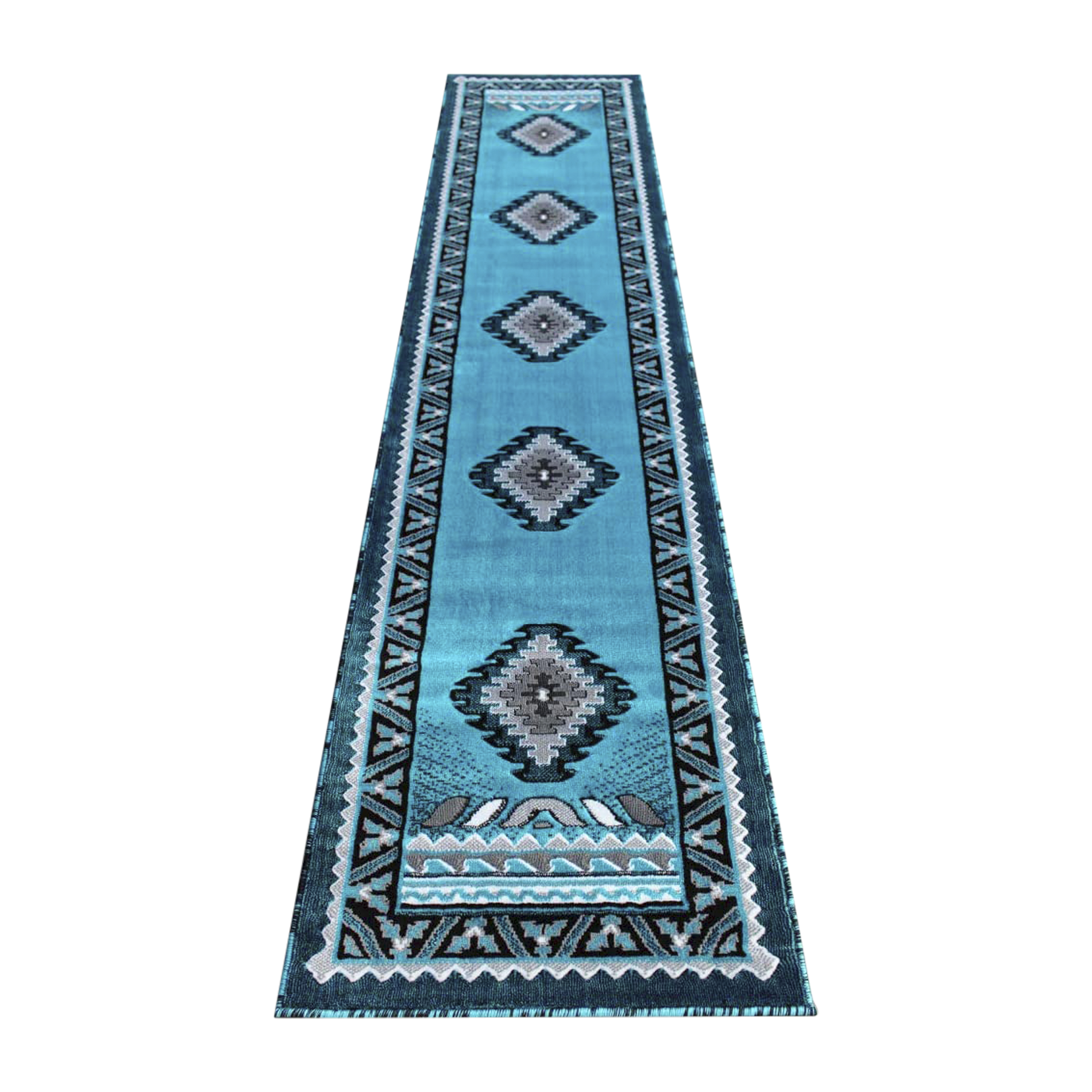 Flash Furniture ACD-RGD143-210-TQ-GG Ven Collection Southwest 2' x 10 'Turquoise Area Rug, Olefin with Jute Backing