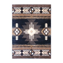Flash Furniture ACD-RGEMQ9-57-BK-GG Mohave Collection 5' x 7' Black Traditional Southwestern Style Area Rug, Olefin Fibers with Jute Backing
