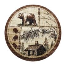 Flash Furniture ACD-RGL362-66-BG-GG Vale Collection 6' x 6' Rustic Wildlife Themed Area Rug, Olefin with Jute Backing