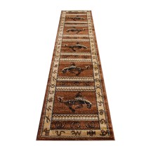 Flash Furniture ACD-RGL370-211-BN-GG Hoytt Collection Brown 2' x 11' Bucking Bronco Cowboy Area Rug with Jute Backing