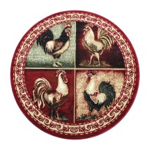 Flash Furniture ACD-RGL379-66-RD-GG Gallus Collection 6' x 6' Round Red Rooster Themed Olefin Area Rug with Jute Backing