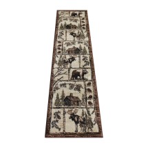 Flash Furniture ACD-RGPQ1F-27-BN-GG Vale Collection 2' x 7' Rustic Wildlife Themed Area Rug, Olefin with Jute Backing