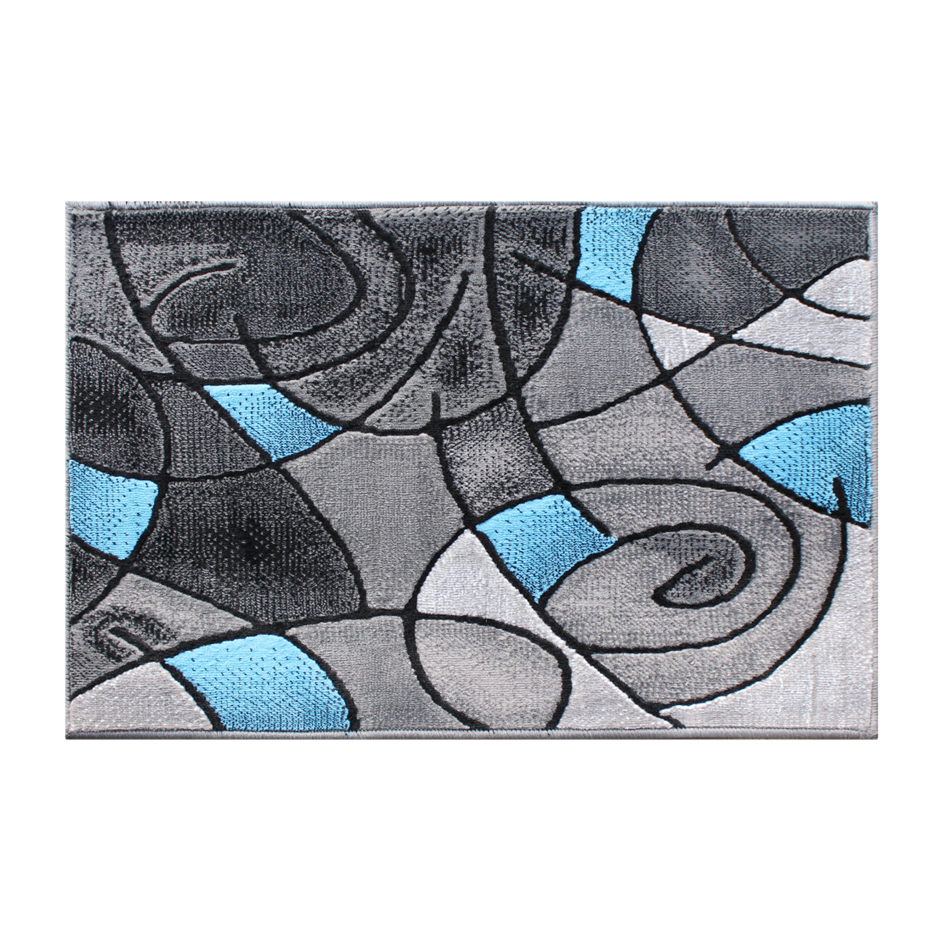 Flash Furniture ACD-RGTRZ860-23-BL-GG Jubilee Collection 2' x 3' Blue Abstract Pattern Area Rug, Olefin with Jute Backing 