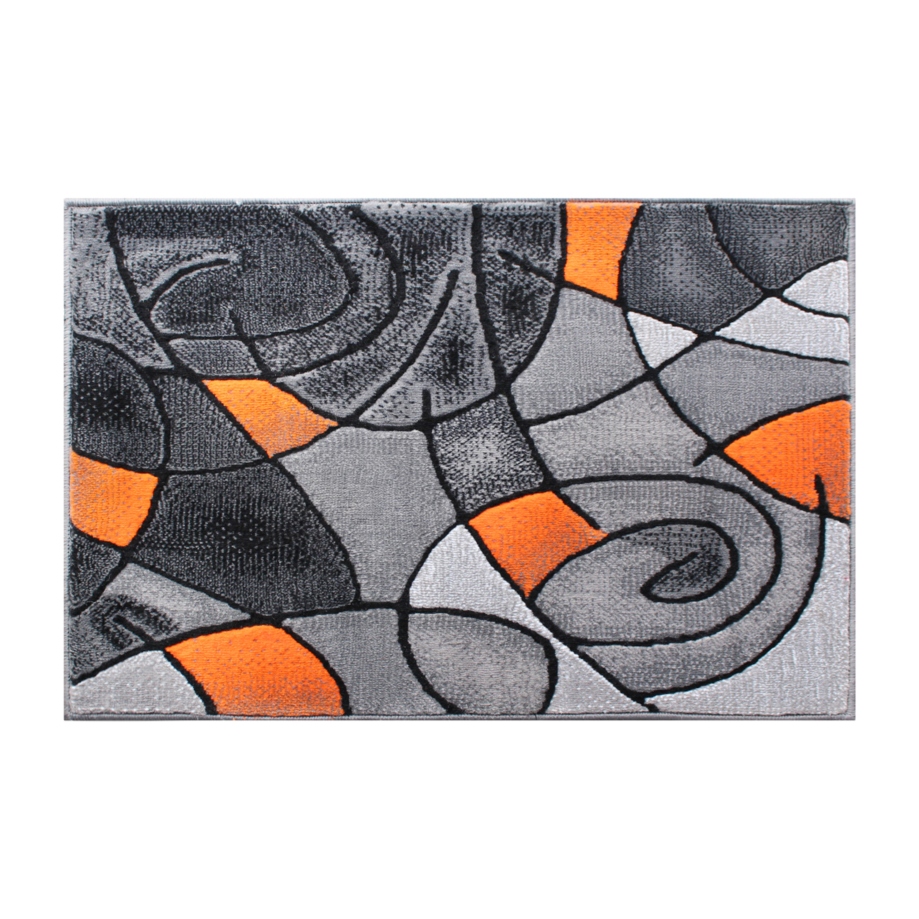 Flash Furniture ACD-RGTRZ860-23-OR-GG Jubilee Collection 2' x 3' Orange Abstract Pattern Area Rug, Olefin with Jute Backing 