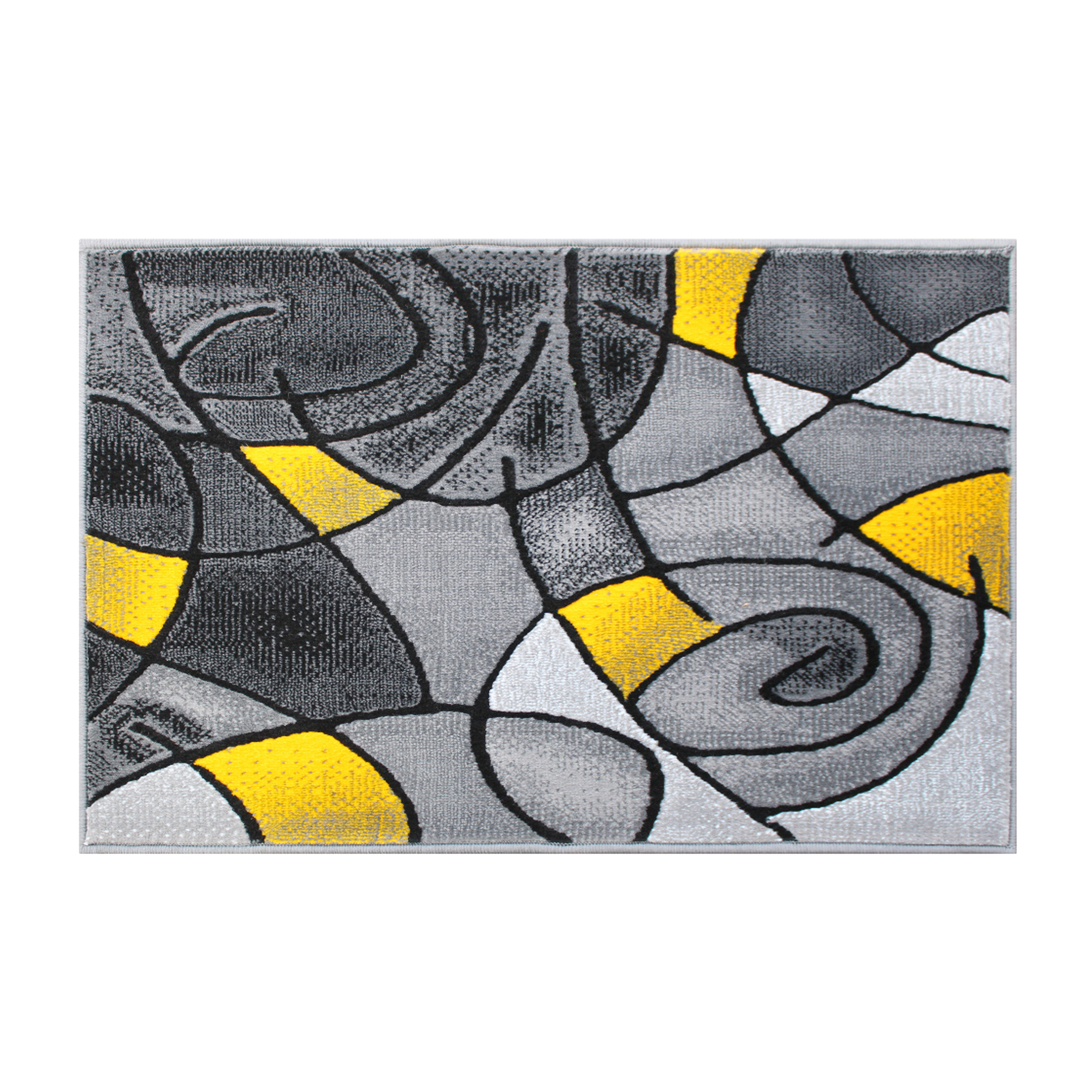 Flash Furniture ACD-RGTRZ860-23-YL-GG Jubilee Collection 2' x 3' Yellow Abstract Pattern Area Rug, Olefin with Jute Backing 