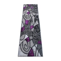 Flash Furniture ACD-RGTRZ860-27-PU-GG Jubilee Collection 2' x 7' Purple Abstract Area Rug, Olefin with Jute Backing