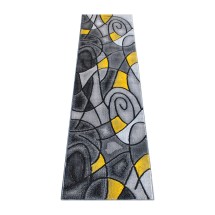 Flash Furniture ACD-RGTRZ860-27-YL-GG Jubilee Collection 2' x 7' Yellow Abstract Area Rug, Olefin with Jute Backing