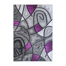 Flash Furniture ACD-RGTRZ860-35-PU-GG Jubilee Collection 3' x 5' Purple Abstract Area Rug, Olefin with Jute Backing
