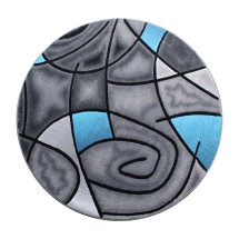 Flash Furniture ACD-RGTRZ860-55-BL-GG Jubilee Collection 5' x 5' Round Blue Abstract Area Rug, Olefin with Jute Backing