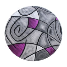 Flash Furniture ACD-RGTRZ860-55-PU-GG Jubilee Collection 5' x 5' Round Purple Abstract Area Rug, Olefin with Jute Backing