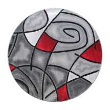 Flash Furniture ACD-RGTRZ860-55-RD-GG Jubilee Collection 5' x 5' Round Red Abstract Area Rug, Olefin with Jute Backing
