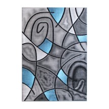Flash Furniture ACD-RGTRZ860-57-BL-GG Jubilee Collection 5' x 7' Blue Abstract Area Rug, Olefin with Jute Backing