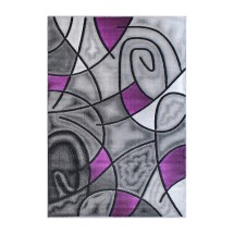 Flash Furniture ACD-RGTRZ860-57-PU-GG Jubilee Collection 5' x 7' Purple Abstract Area Rug, Olefin with Jute Backing