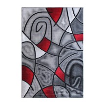 Flash Furniture ACD-RGTRZ860-57-RD-GG Jubilee Collection 5' x 7' Red Abstract Area Rug, Olefin with Jute Backing
