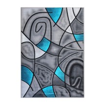 Flash Furniture ACD-RGTRZ860-57-TQ-GG Jubilee Collection 5' x 7' Turquoise Abstract Area Rug, Olefin with Jute Backing