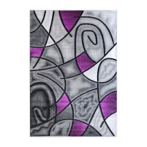 Flash Furniture ACD-RGTRZ860-69-PU-GG Jubilee Collection 6' x 9' Purple Abstract Area Rug, Olefin with Jute Backing