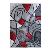 Flash Furniture ACD-RGTRZ860-69-RD-GG Jubilee Collection 6' x 9' Red Abstract Area Rug, Olefin with Jute Backing
